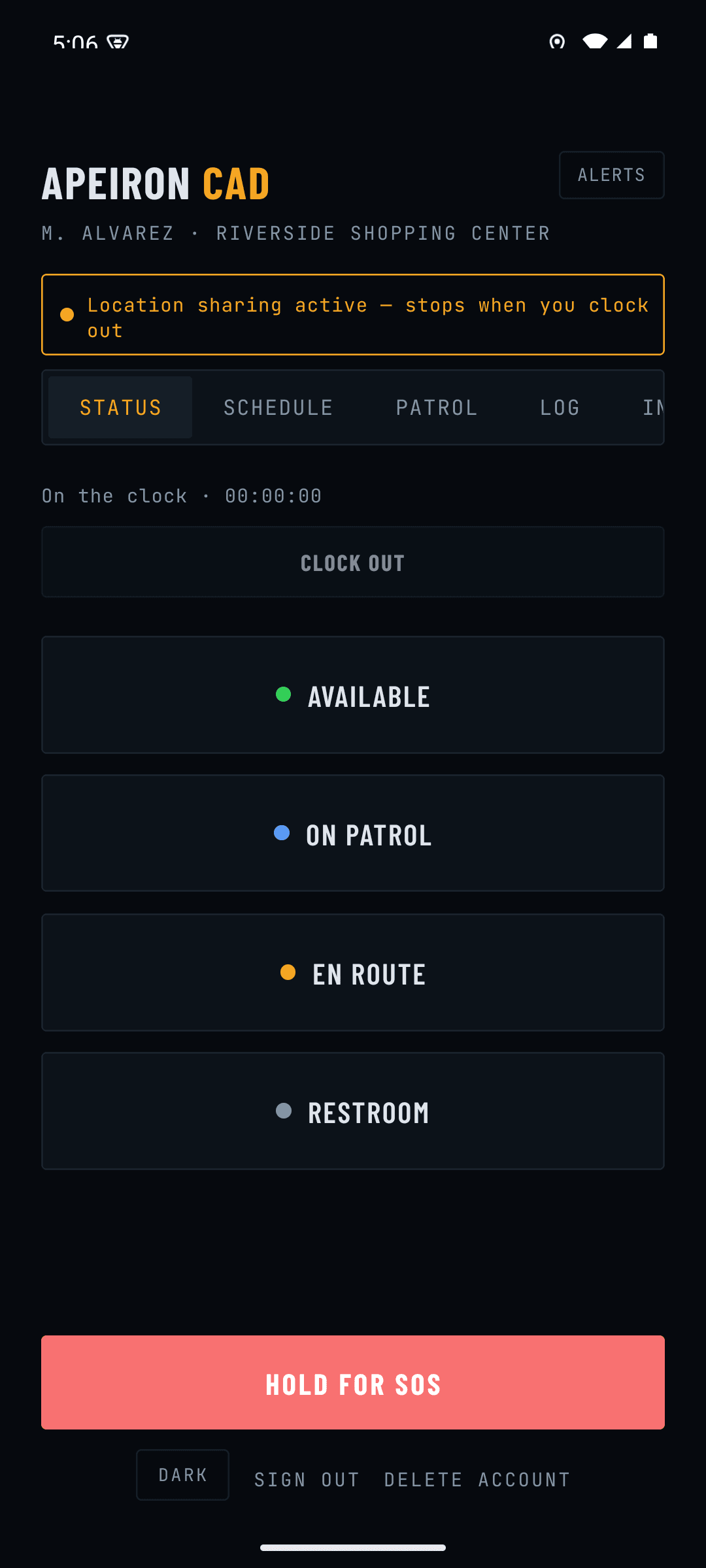 Guard app screen